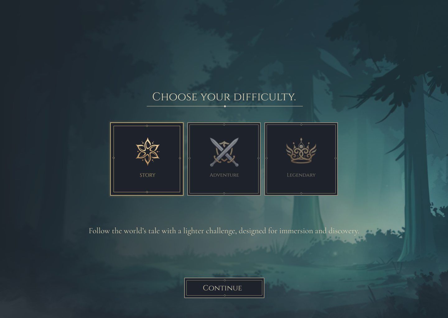 Aetheria difficulty selection screen
