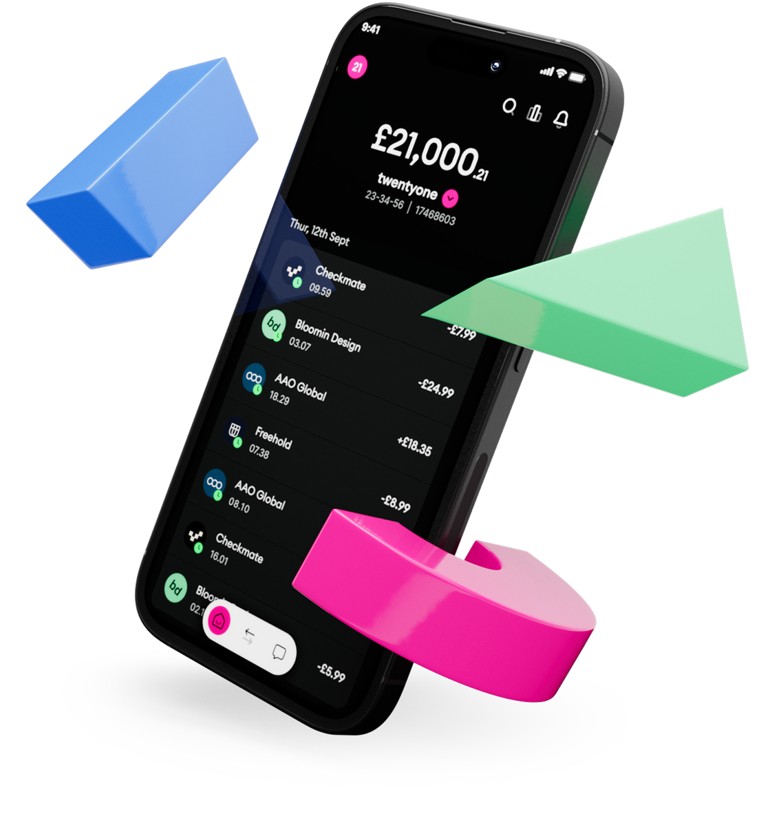 TwentyOne homepage device UI