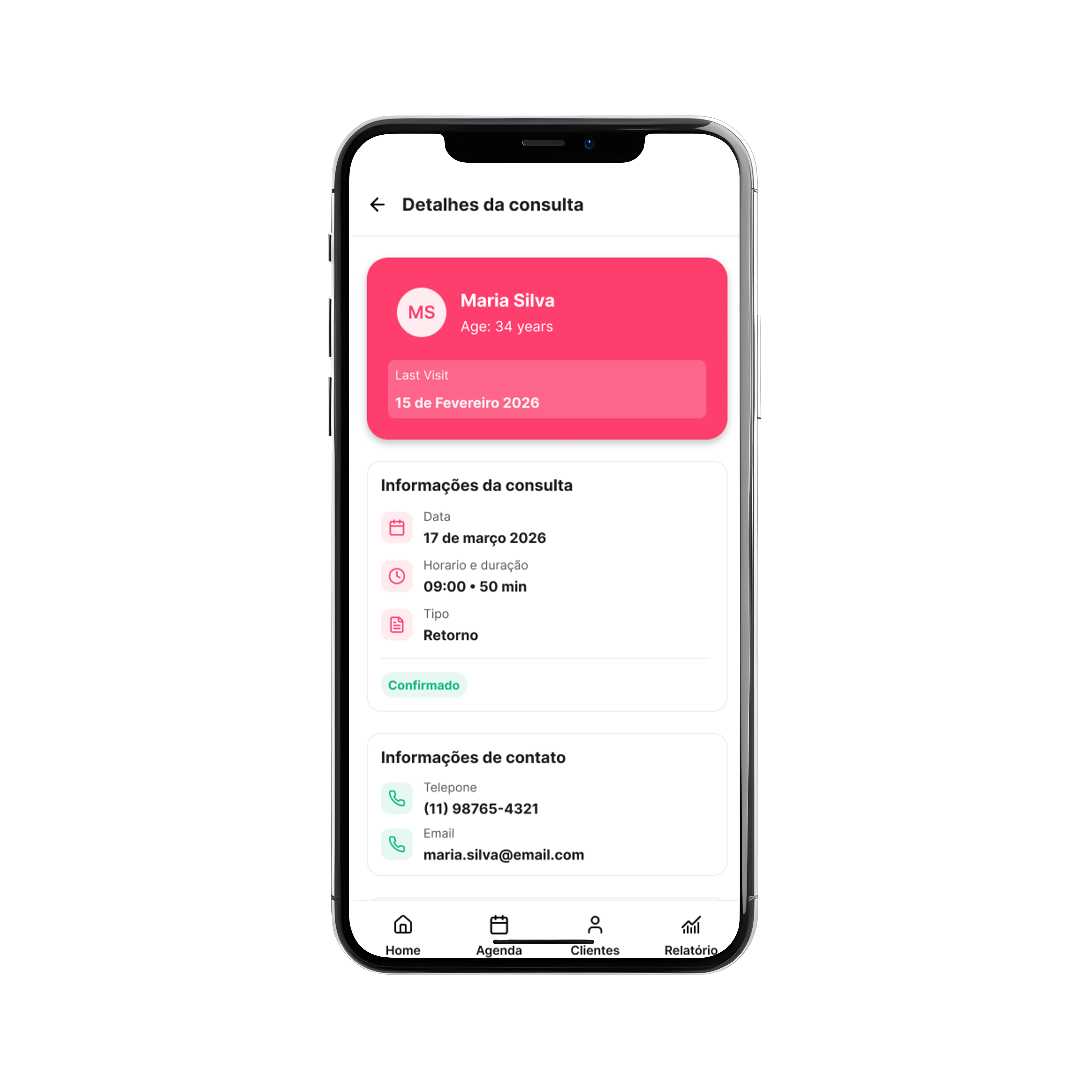 Cora — Appointment details mockup