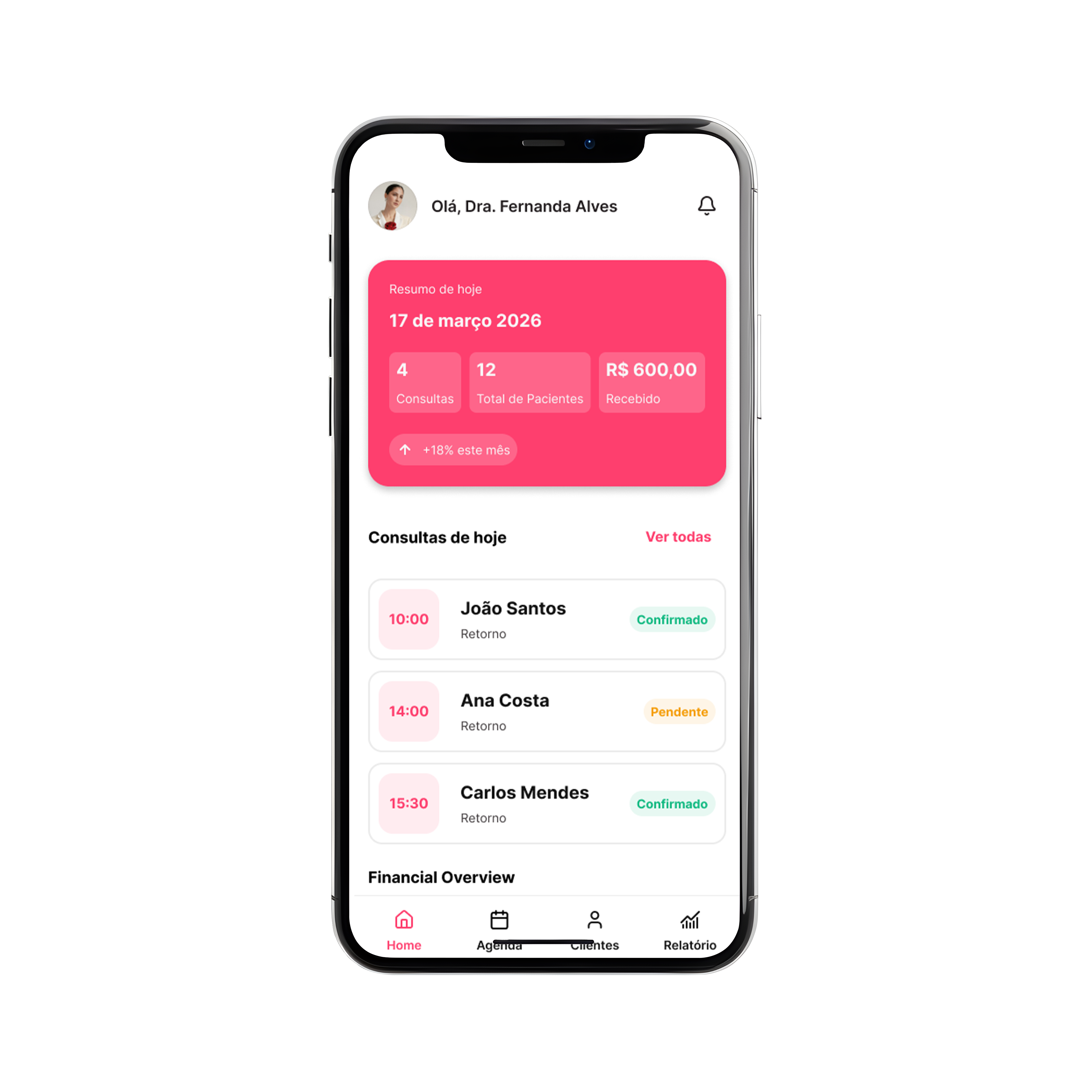 Cora — Home screen mockup